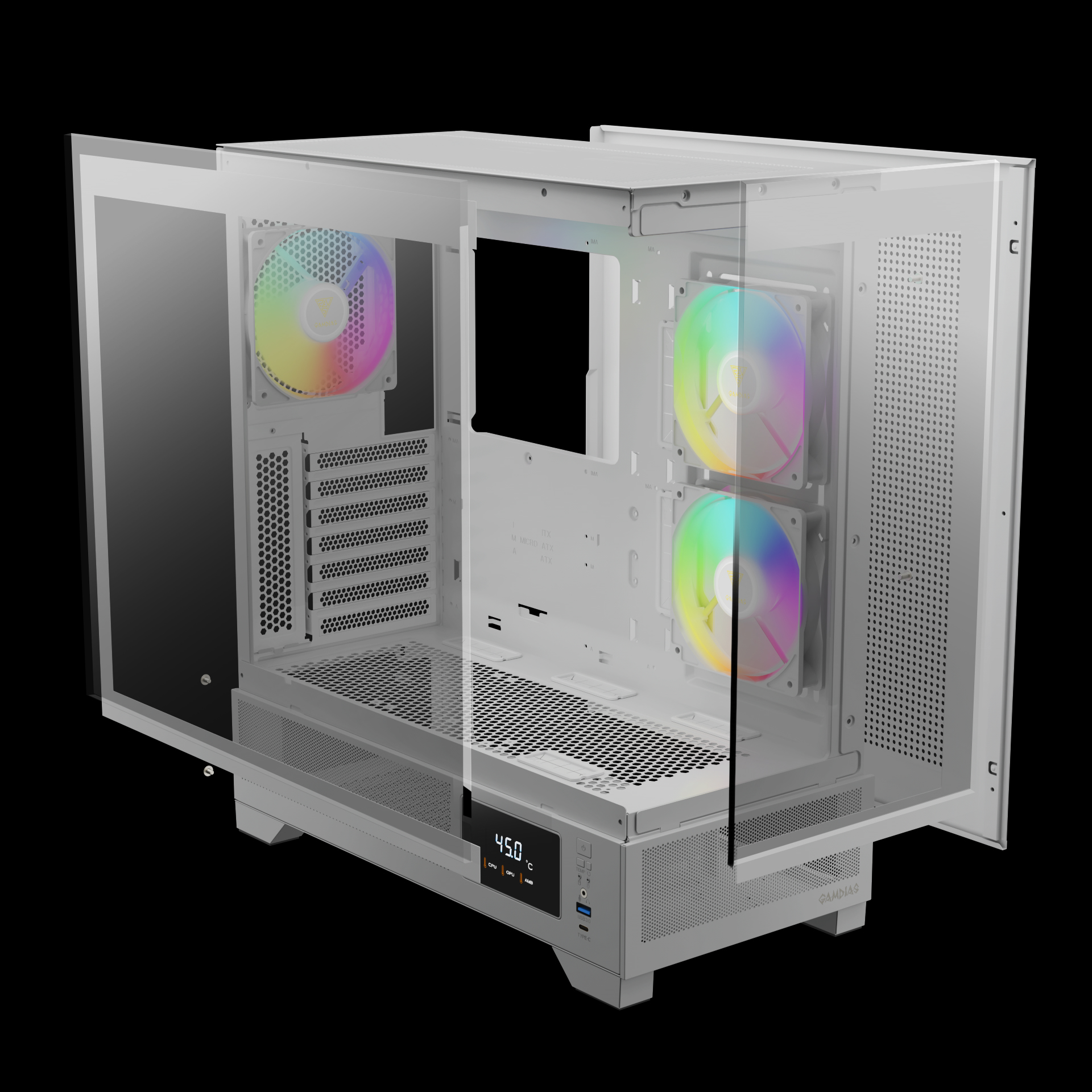 GAMDIAS ATLAS M1 ARGB Mid Tower Gaming Case - White GAMDIAS ATLAS M1 ARGB Mid Tower Gaming Case - White
